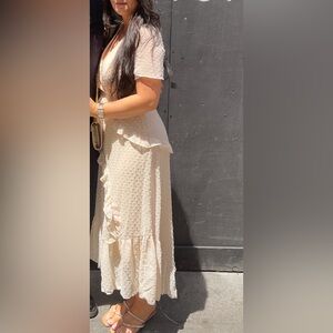 Lulus Cream Ruffled Midi Dress